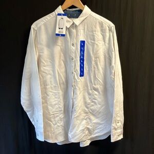 Jachs White flannel oversized Button Down Shirt Classic Style wms L NWT …